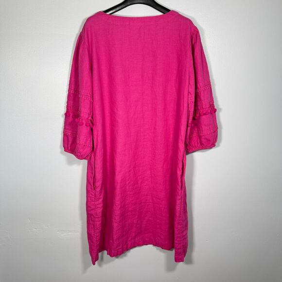 Chico’s 100% Linen Dress with Sleeves Pink Womens 14 2.5 - Picture 7 of 9